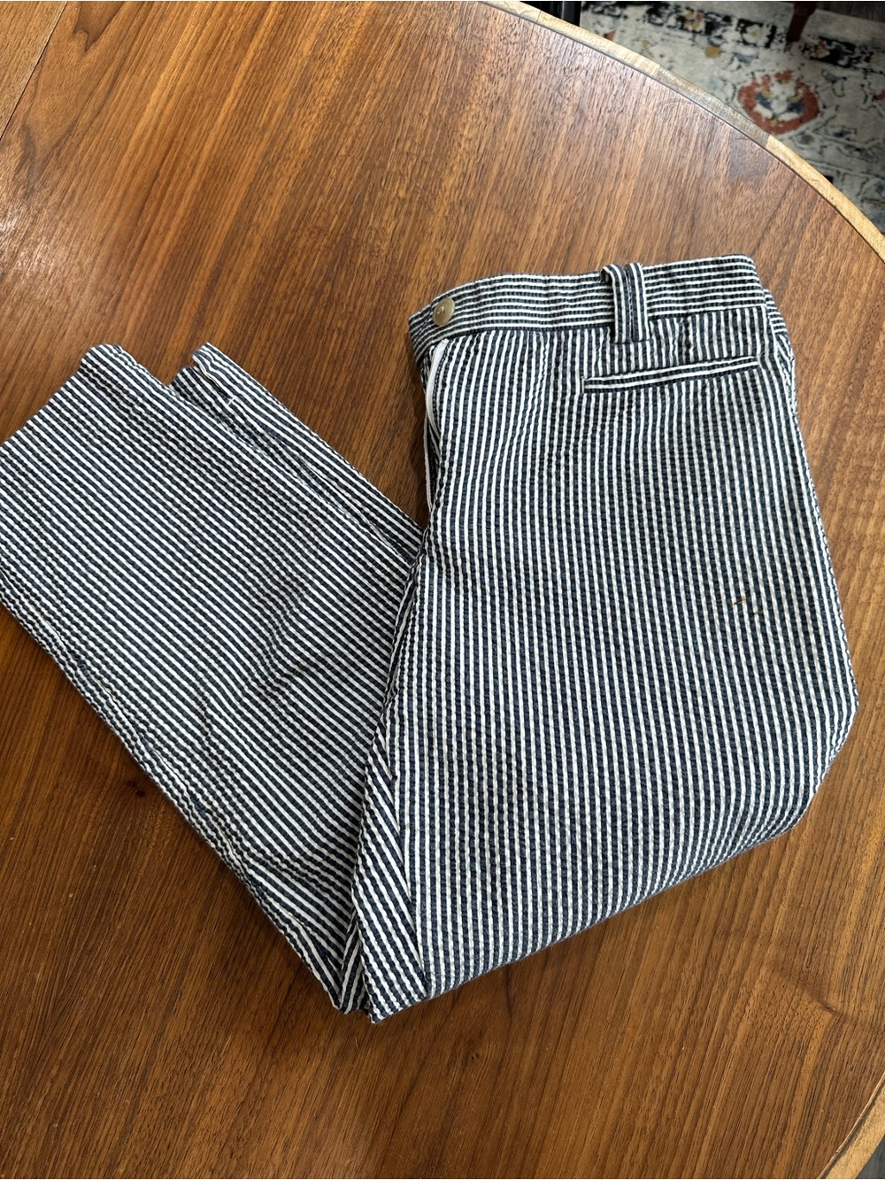 Ann Taylor Navy & White Seersucker Pants